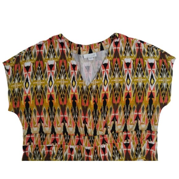 J.Jill Womens S Multicolor Geometric Print V-Neck Midi Dress, Rayon, Spandex. - Picture 6 of 8